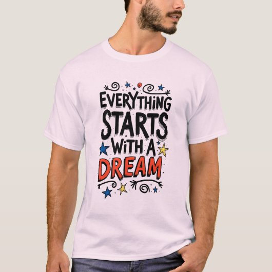 T-Shirt Tendance Rêveur Typographie (Devant)