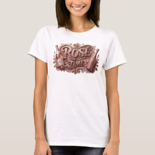 T-shirt tendance rose à slogan ROSE TIME