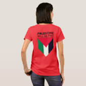 T-shirt Tenez-vous avec la Palestine, le drapeau et l'oliv (Dos entier)