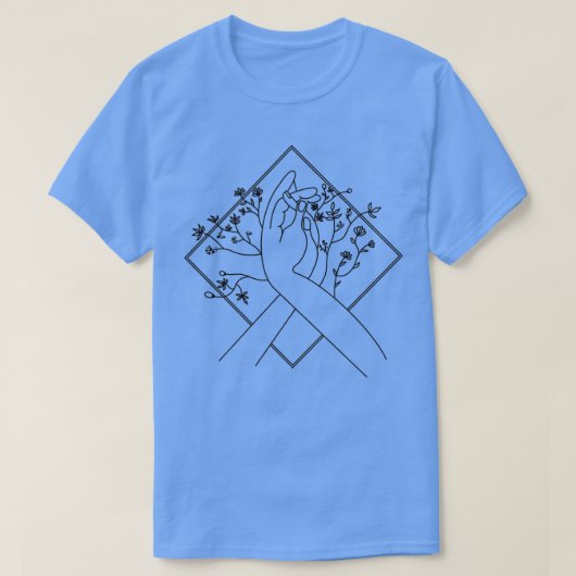 T-shirt Tenir les mains avec des fleurs en diamant (Design devant)