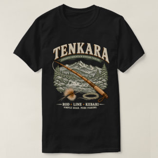 T-shirt Tenkara – Pêche à la mouche japonaise vintage noir