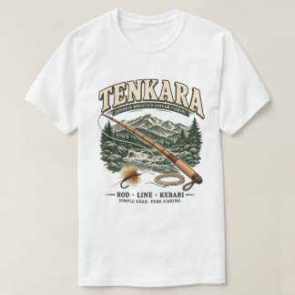 T-shirt Tenkara – Vintage pêche à la mouche japonaise blan