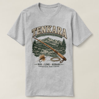 T-shirt Tenkara – Vintage pêche à la mouche japonaise gris
