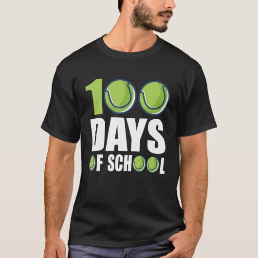 T-shirt Tennis 100 Jours D'École Joyeux 100E Jour Enseigna (Devant)