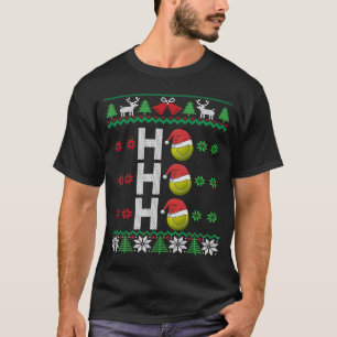 T-shirt Tennis Ball Ho Ho Ho Santa Hat Tennis Laid Christa