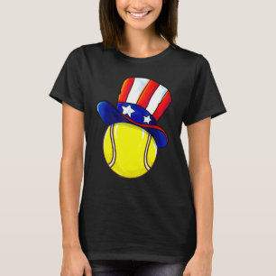 T-shirt Tennis Ball Uncle Sam 4 juillet Américain Drapeau