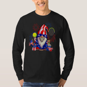 T-shirt Tennis de Tennis d'Oncle Sam Gnome Drapeau américa