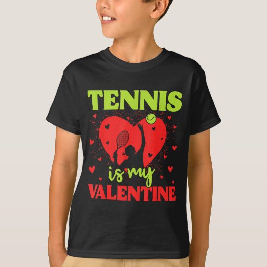 T-shirt Tennis Is My Valentine Cool Srt Motivation Player  (Devant)