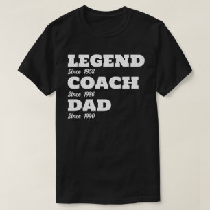 T-shirt Tennis Legend Coach Papa - Dates Personnalisées T-