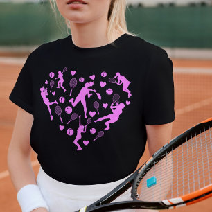 T-shirt Tennis Lover Graphique Cœur Rose Pastel Néon