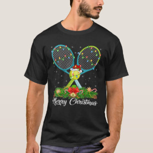 T-shirt Tennis Lover Matching Santa Hat Tennis Chri