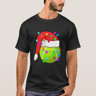 T-shirt Tennis Santa Hat Feux de Noël Drôle Sport Noël