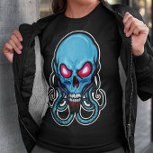 T-shirt Tentacle stylisé bleu déplaisant