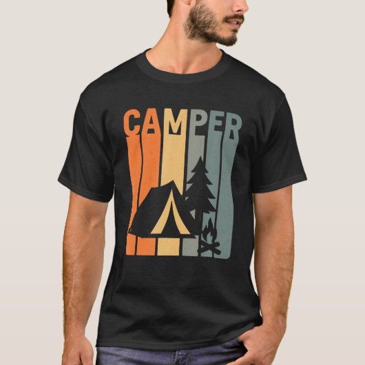 T-shirt Tente de camping drôle rétro feu de camp tente de  (Devant)