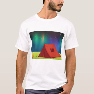 T-shirt Tente de camping sous les lumières du Nord vibrant