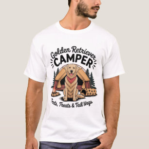 T-shirt Tentes de campeur Retriever doré, friandises et qu