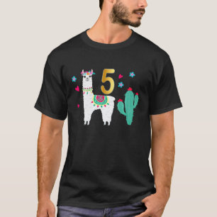 T-shirt Tenue d'anniversaire de 5 ans pour filles Llama Fê