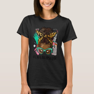T-shirt Tenue de femme aux cheveux en chignon léopard pour