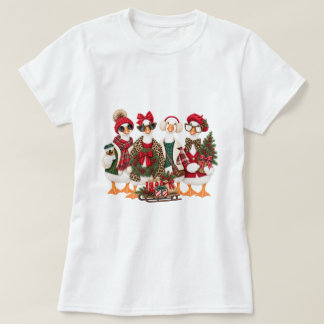 T-shirt Tenue de l'escouade d'oies de Noël Mignonnes oies