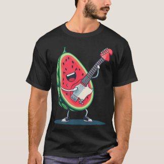 T-shirt Tenue de melon rock sympa avec guitare électrique 