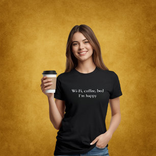 T-shirt tenue esthétique citation Wi-Fi, café, lit – heure