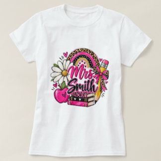 T-shirt Tenue Nom de Professeur Personnalisé Léopard Arc-e