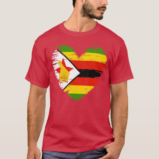 T-shirt Tenue Zimbabwe Drapeau du cœur du Zimbabwe J'aime 
