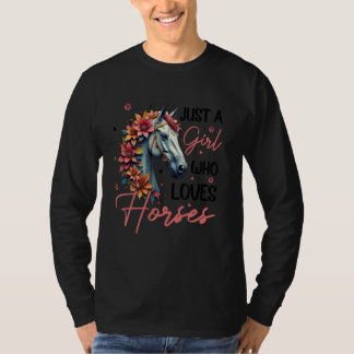 T-shirt Tenues de cheval pour filles femmes juste une fill