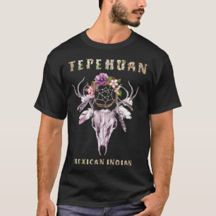T-shirt Tepehuan Tribe indienne mexicaine BOHO Crâne flora