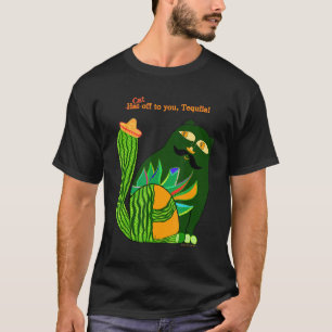T-shirt Tequila Chat Avec Le Casquette Sombrero