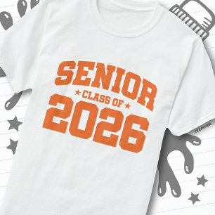 T-shirt Terme supérieur de 2026 Orange Diplômé Gras Simple