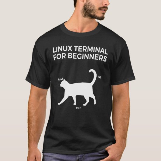 T-shirt Terminal Linux pour débutants Drôle Chat (Devant)