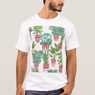 T-shirt Terra Cotta Plante Pots Motif.