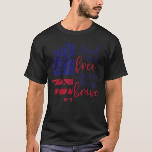 T-shirt Terre De La Liberté À Cause Du Brave drapeau Améri (Devant)