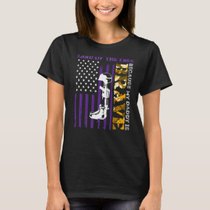 T-shirt Terre De La Liberté Mon Père Est Courageux Violet