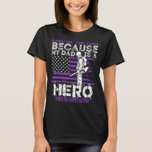 T-shirt Terre De La Liberté Mon Père Est Courageux Violet 