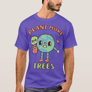 T-shirt Terre mignonne avec arbre Pot Plante Plus d'arbres