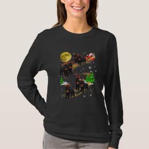 T-shirt Terre-Neuve Chien Reindeer Noël Père Noël Riding