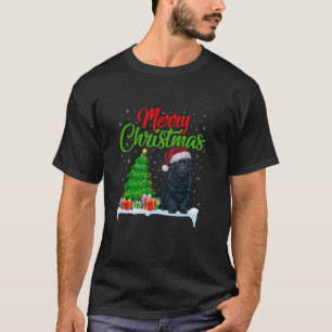 T-shirt Terre-Neuve Feux d'arbre de Noël de chien Fantasti