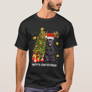 T-shirt Terre-Neuve Feux de Noël Chien Arbre Père Noël Noë