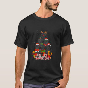 T-shirt Terre-Neuve Joyeux sapin de Noël Lumières Chien X 