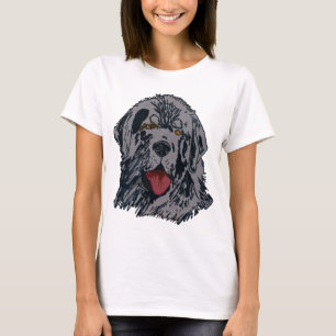 T-shirt Terre-Neuve - portrait noir de Newfie