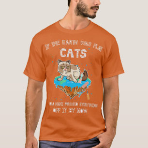 T-shirt Terre plate Chat Funny Kitten Univers Space SciFi