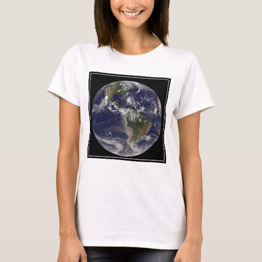 T-shirt Terre Pleine Avec L'Ouragan Irène Au-Dessus Des Ba (Devant)