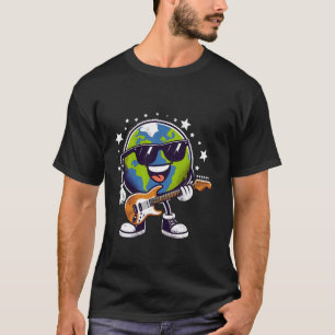 T-shirt Terre Rock Star Drôle Planète Guitare Musique Terr