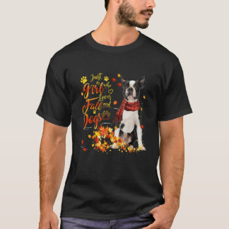T-shirt Terrier Boston Noir Juste Une Fille Qui Aime L'aut