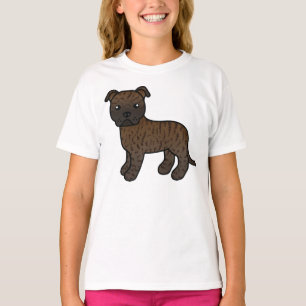 T-shirt Terrier Bull Staffordshire Bringé Chien de Dessin