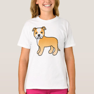 T-shirt Terrier Bull Staffordshire Fauve Et Blanc Chien