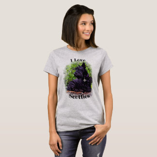 T-shirt Térrier écossais noir/roux, assis/debout