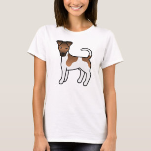 T-shirt Terrier Fox Lisse Blanc Et Brun Chien De Dessin An